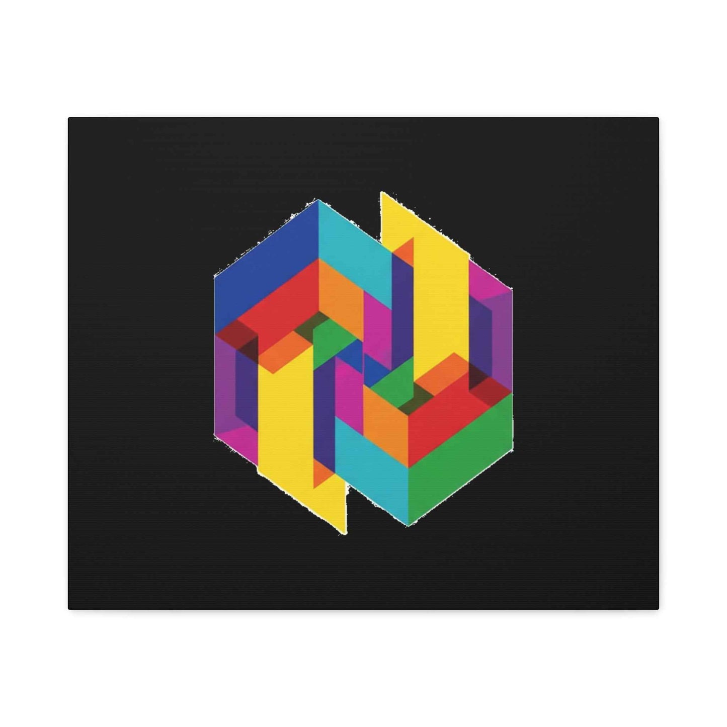 Colorful Geometric Cube Canvas Print — Modern Abstract Wall Art