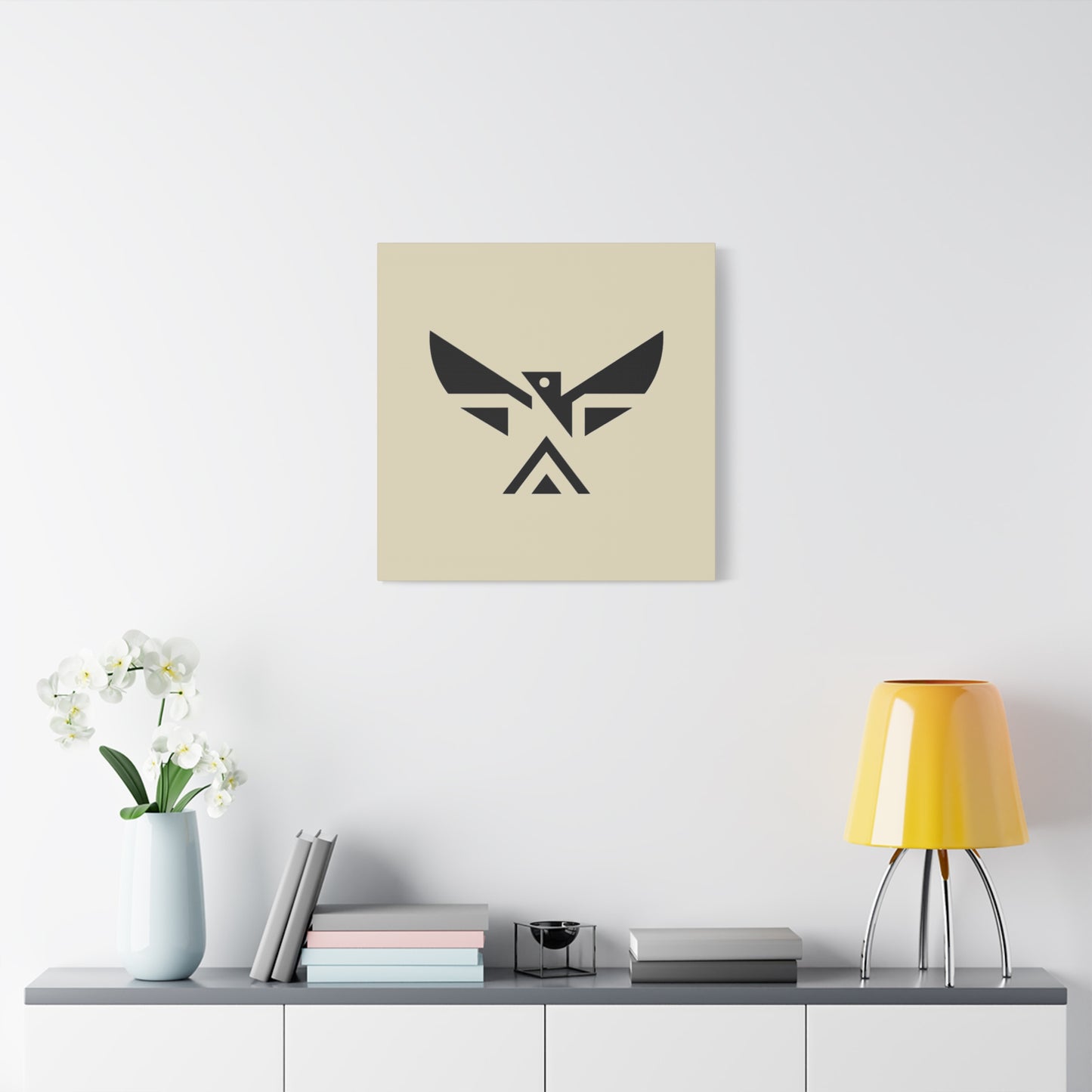 Minimalist Geometric Eagle Canvas Print — Modern Native-Inspired Wall Art