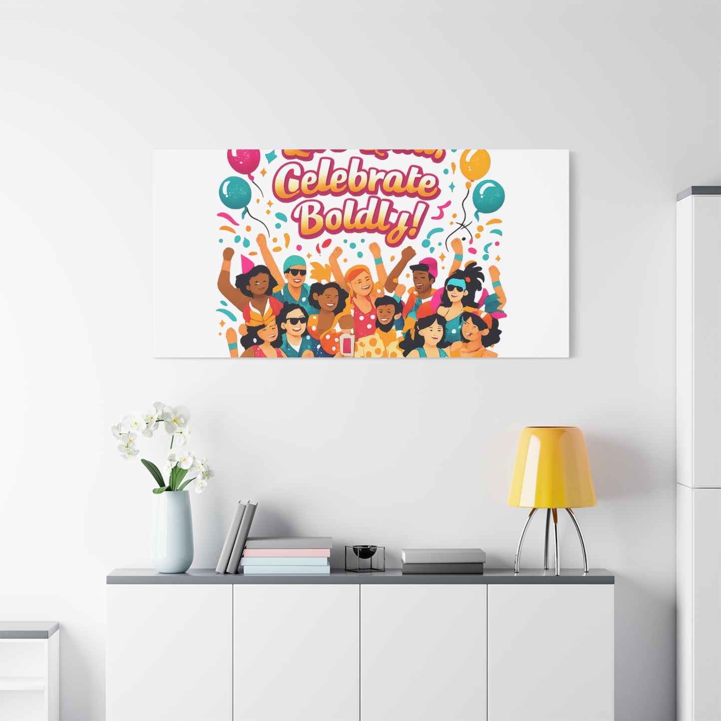 Live Loud Celebrate Boldly Canvas | Carnival Fiesta Confetti, Neon brights