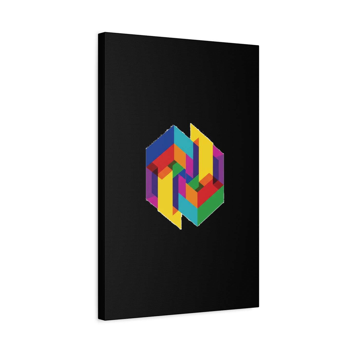 Colorful Geometric Cube Canvas Print — Modern Abstract Wall Art