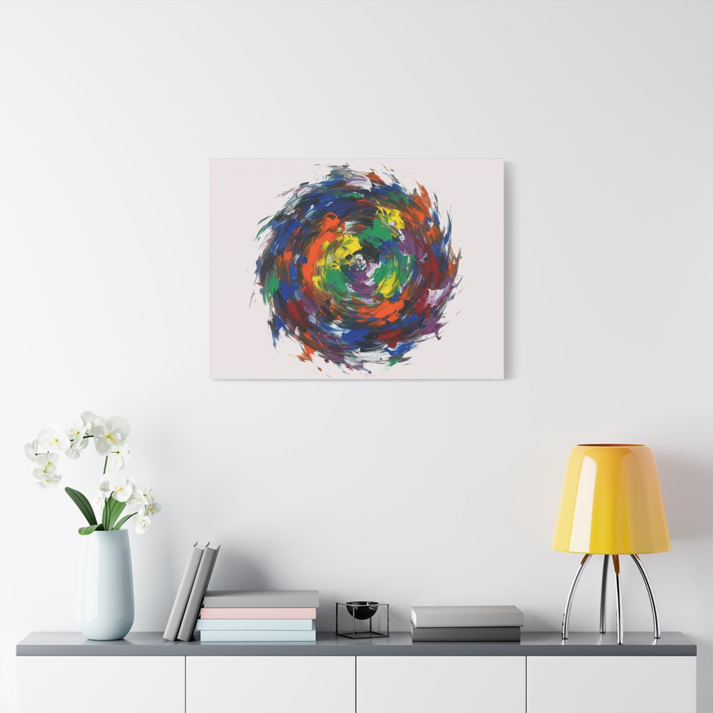 Abstract Color Swirl Canvas - Vibrant Circular Brushstroke Wall Art (Matte Stretched)