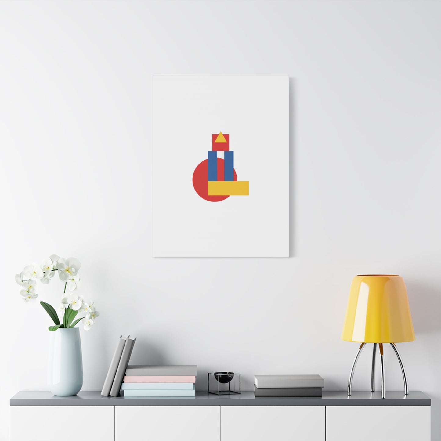 Abstract Geometric Shape Canvas Print — Minimalist Primary Color Wall Art
