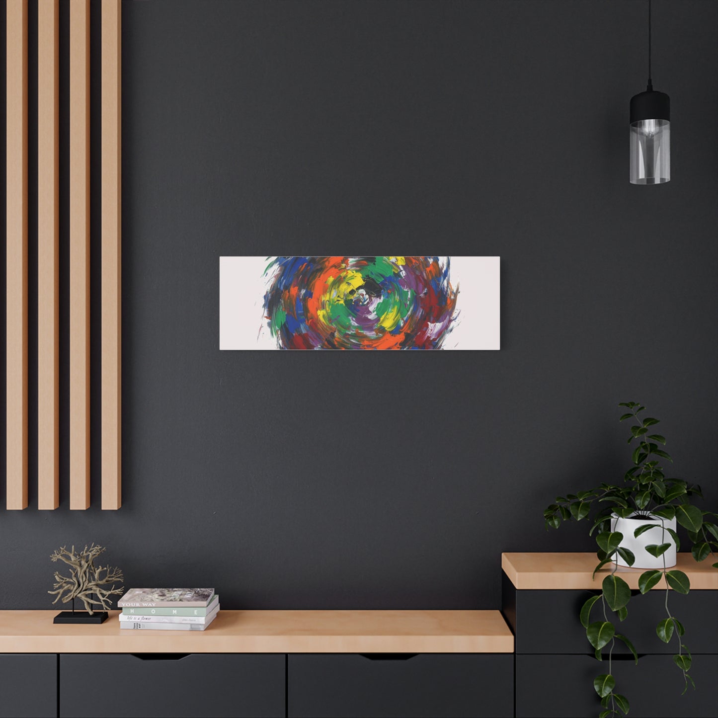 Abstract Color Swirl Canvas - Vibrant Circular Brushstroke Wall Art (Matte Stretched)