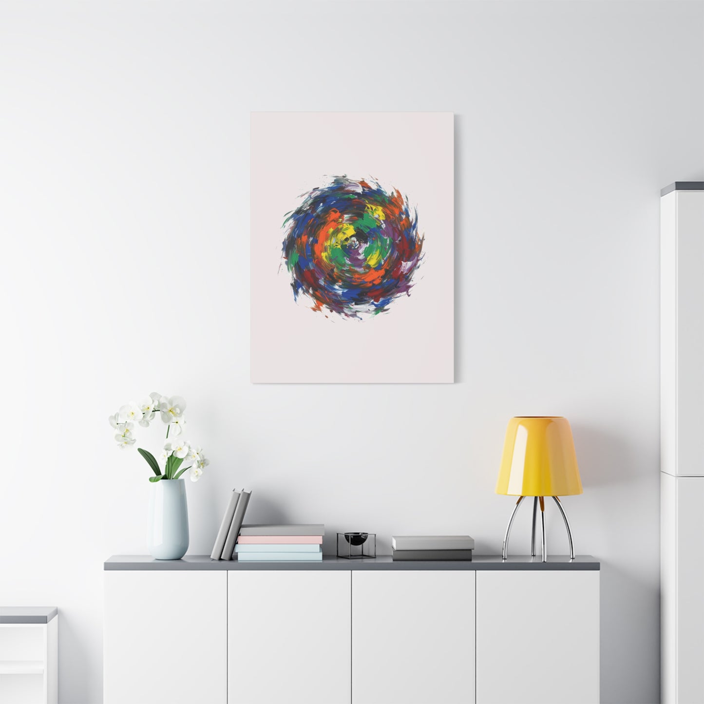 Abstract Color Swirl Canvas - Vibrant Circular Brushstroke Wall Art (Matte Stretched)