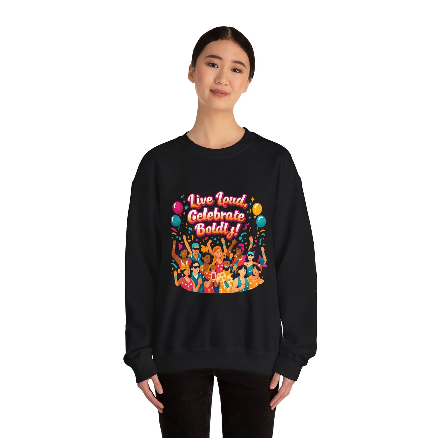 Celebrate Boldly Sweatshirt | carnival confetti colorblocked neon brights
