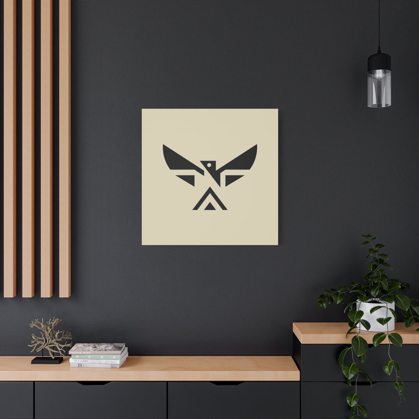 Minimalist Geometric Eagle Canvas Print — Modern Native-Inspired Wall Art