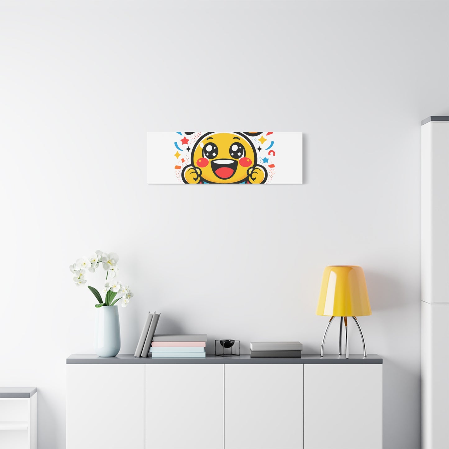 Happy Emoji Cartoon Canvas | Bold Cartoon, Thick Outline, Kawaii Minimal