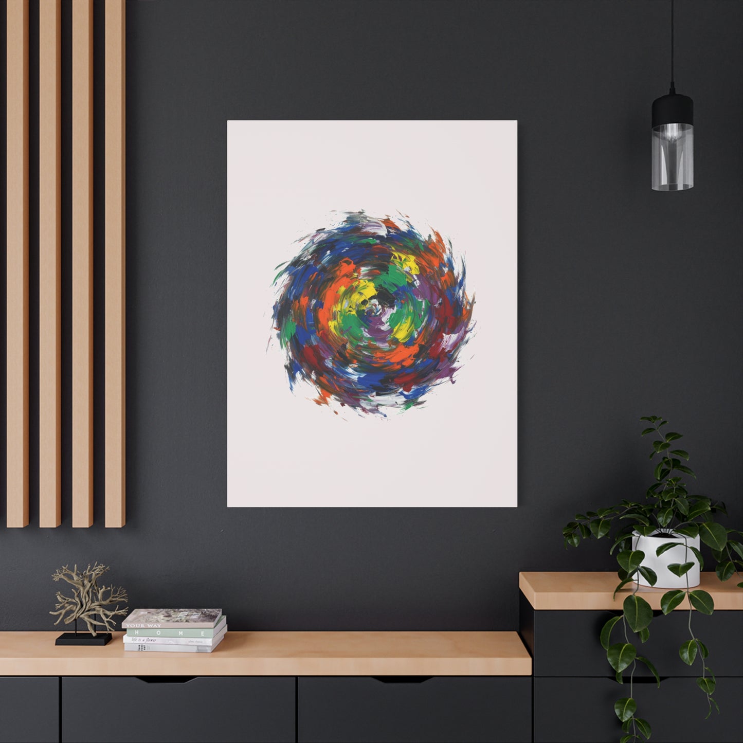 Abstract Color Swirl Canvas - Vibrant Circular Brushstroke Wall Art (Matte Stretched)