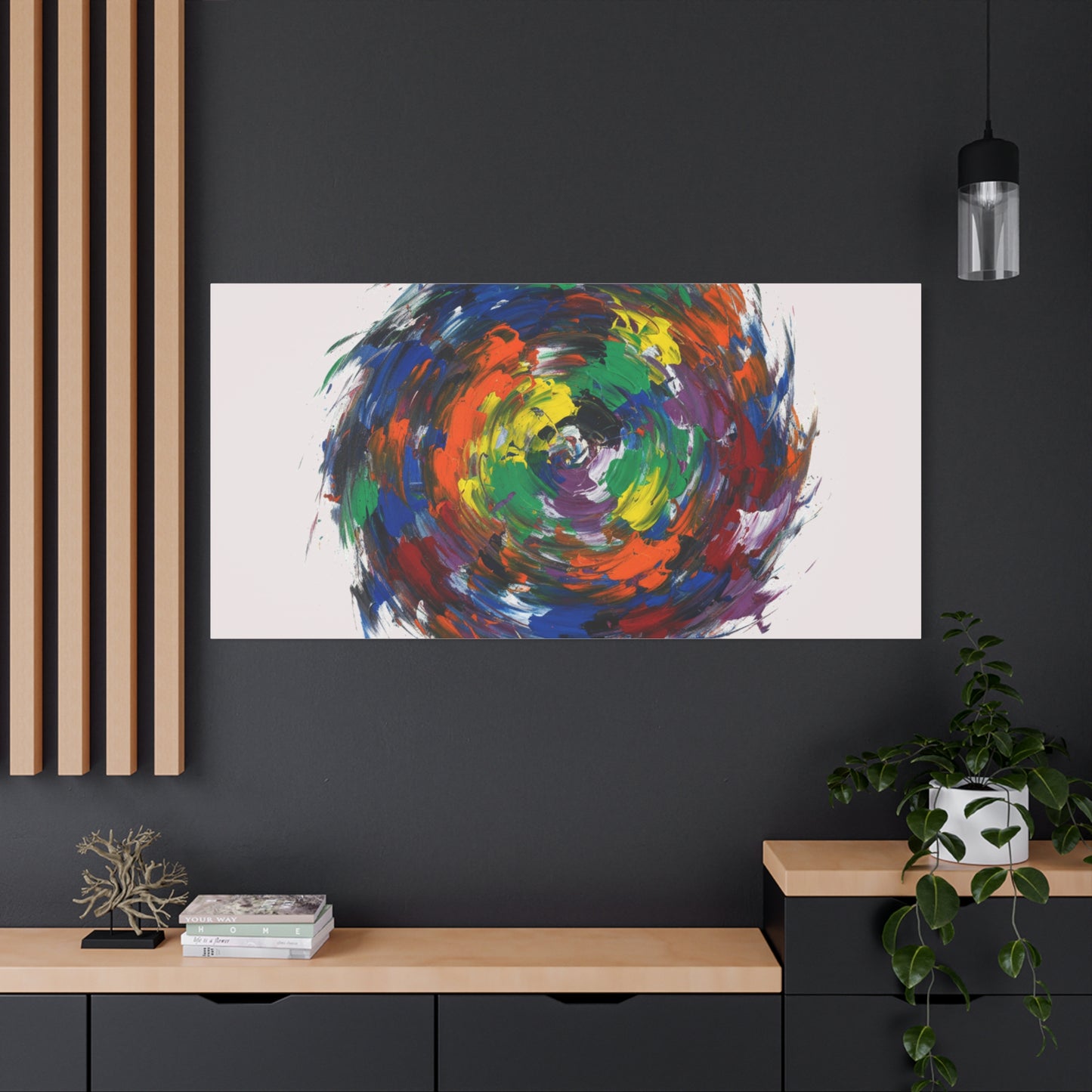 Abstract Color Swirl Canvas - Vibrant Circular Brushstroke Wall Art (Matte Stretched)