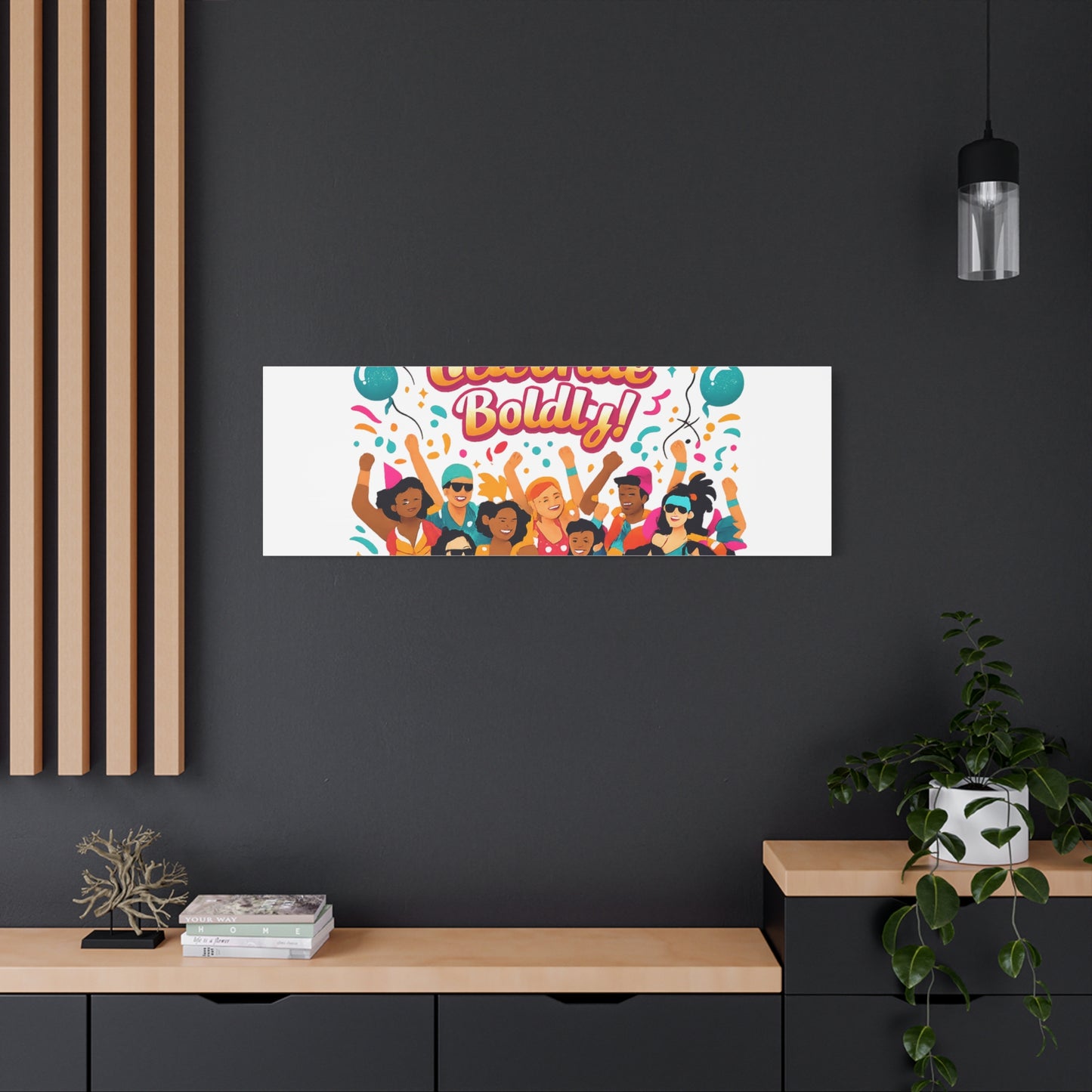 Live Loud Celebrate Boldly Canvas | Carnival Fiesta Confetti, Neon brights