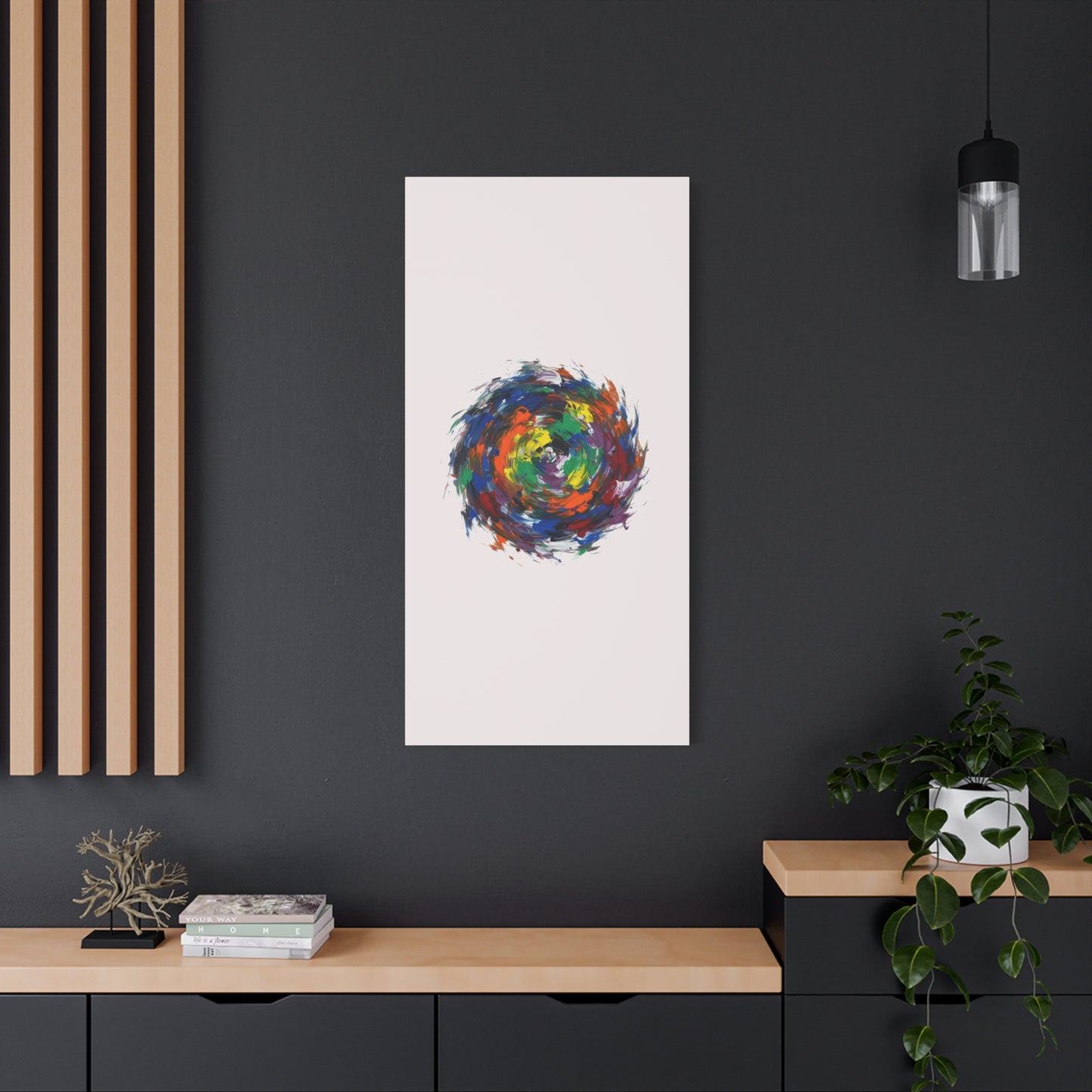 Abstract Color Swirl Canvas - Vibrant Circular Brushstroke Wall Art (Matte Stretched)
