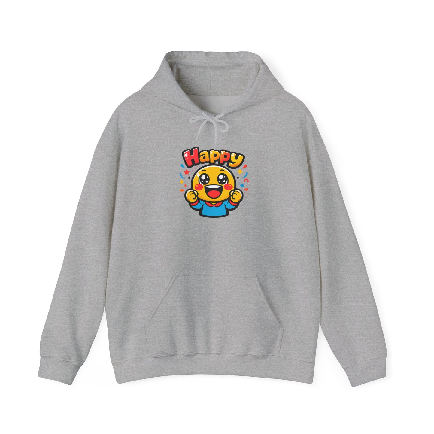 Happy Mood Face Hoodie | bold cartoon, thick outline kawaii emoji