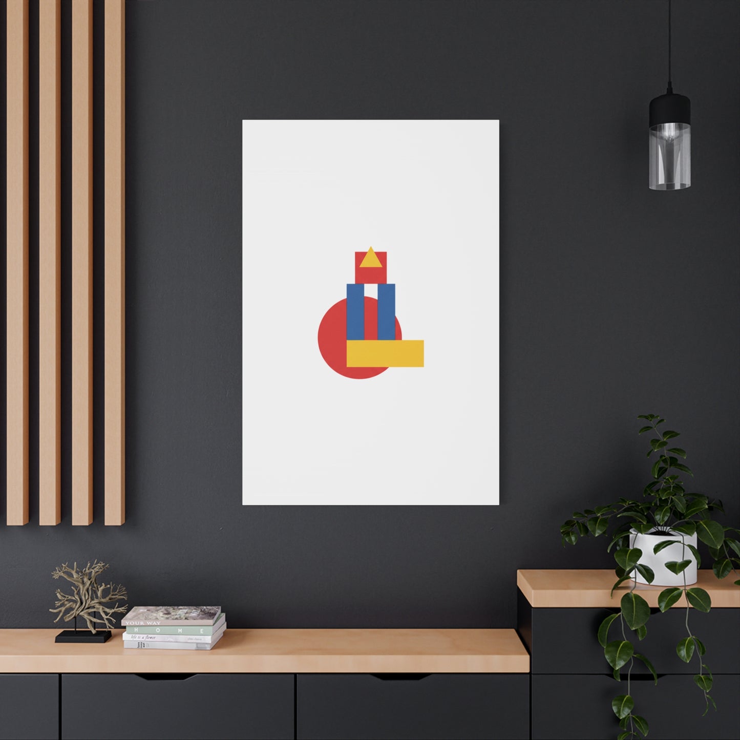 Abstract Geometric Shape Canvas Print — Minimalist Primary Color Wall Art