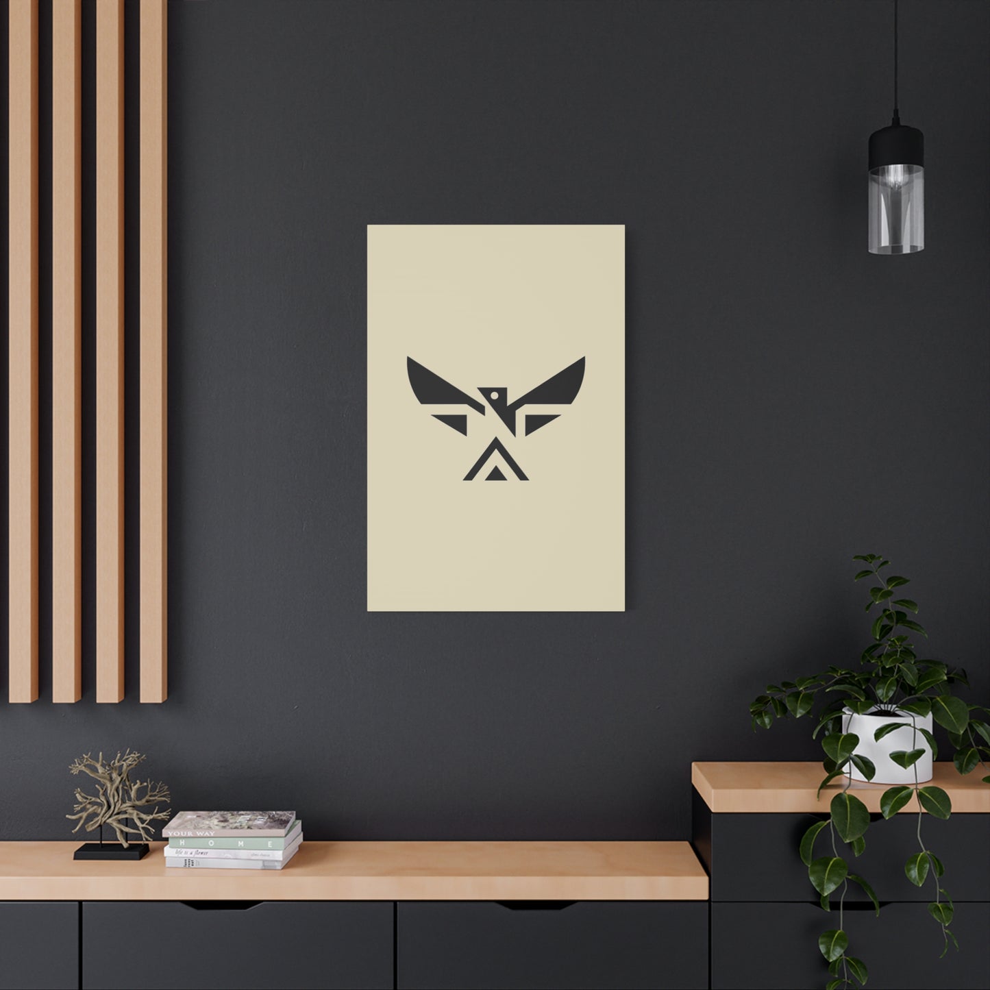 Minimalist Geometric Eagle Canvas Print — Modern Native-Inspired Wall Art