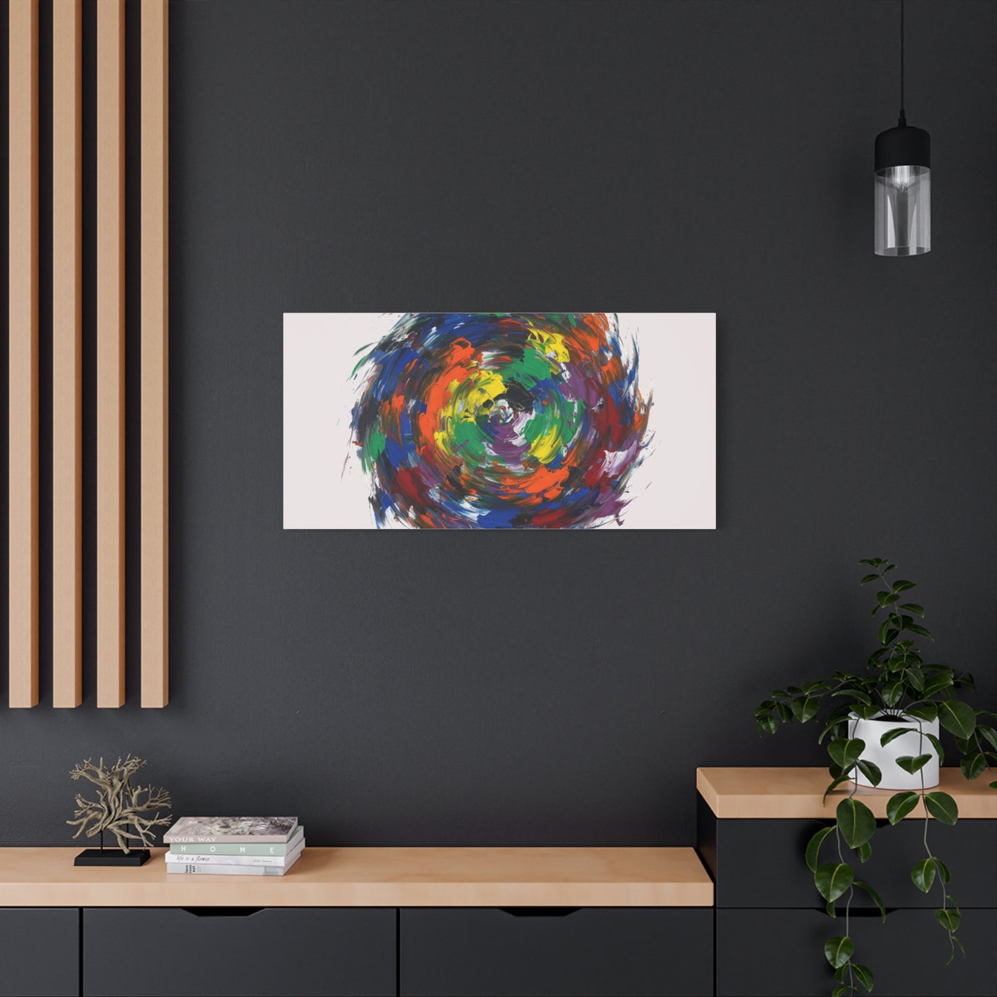 Abstract Color Swirl Canvas - Vibrant Circular Brushstroke Wall Art (Matte Stretched)