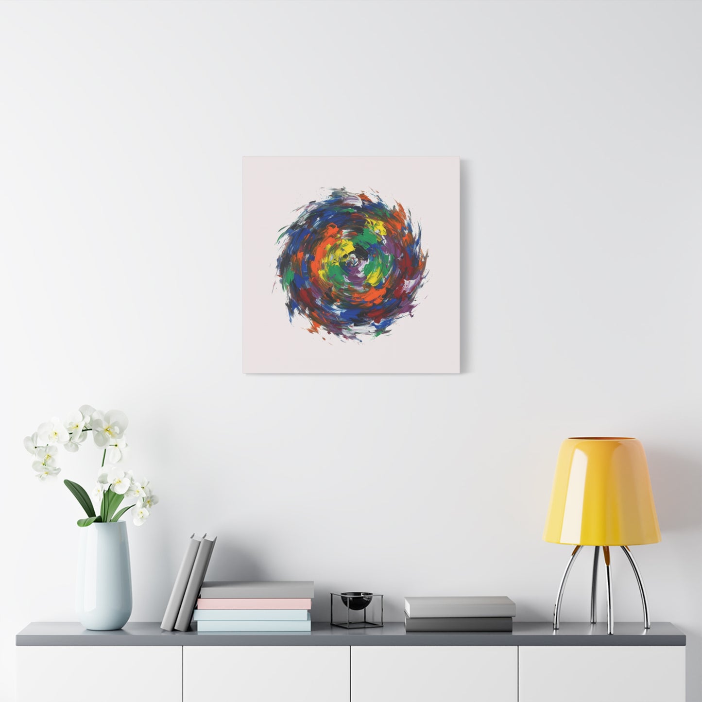 Abstract Color Swirl Canvas - Vibrant Circular Brushstroke Wall Art (Matte Stretched)