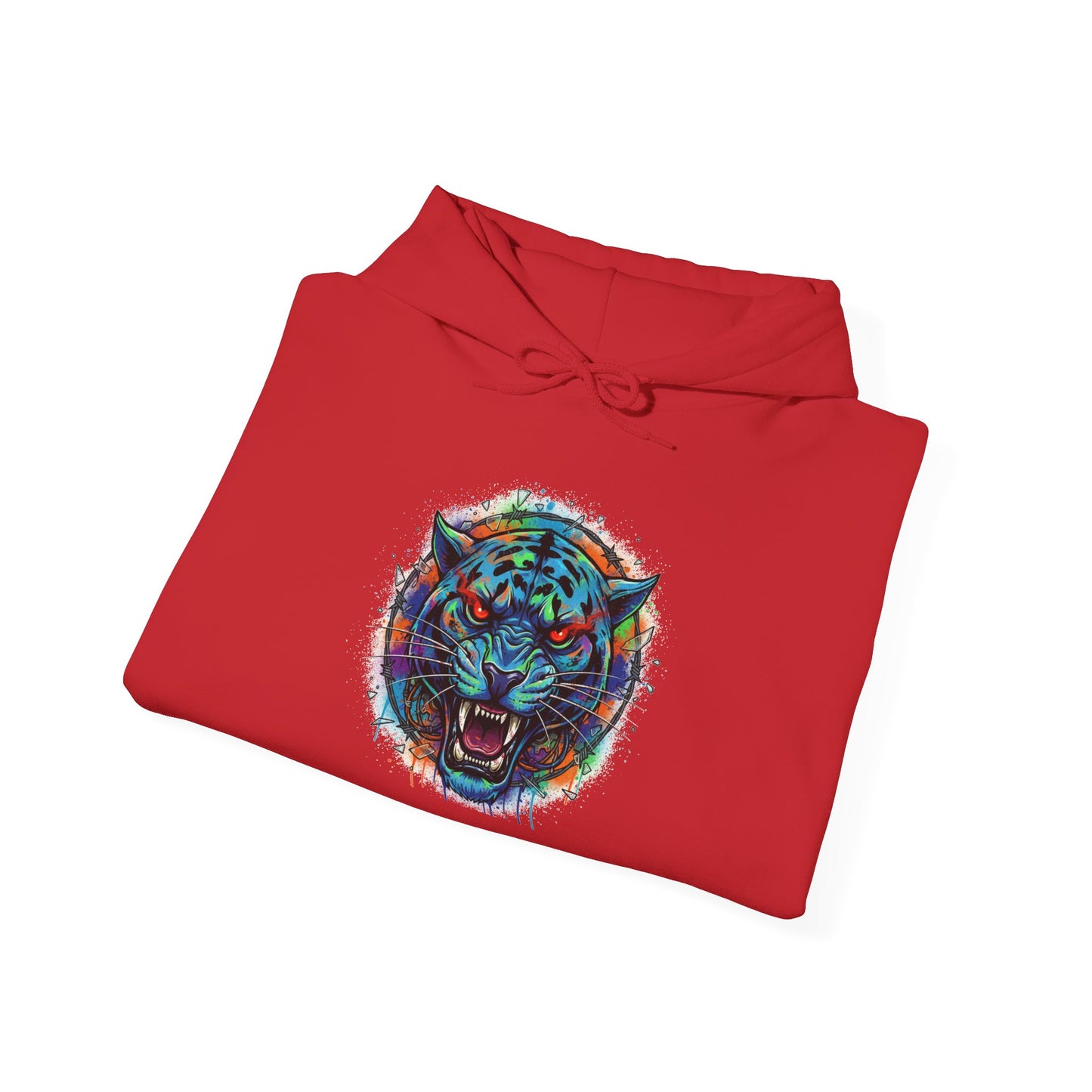 Wolf Head Hoodie — Vibrant Tribal Neon Wolf Sweatshirt