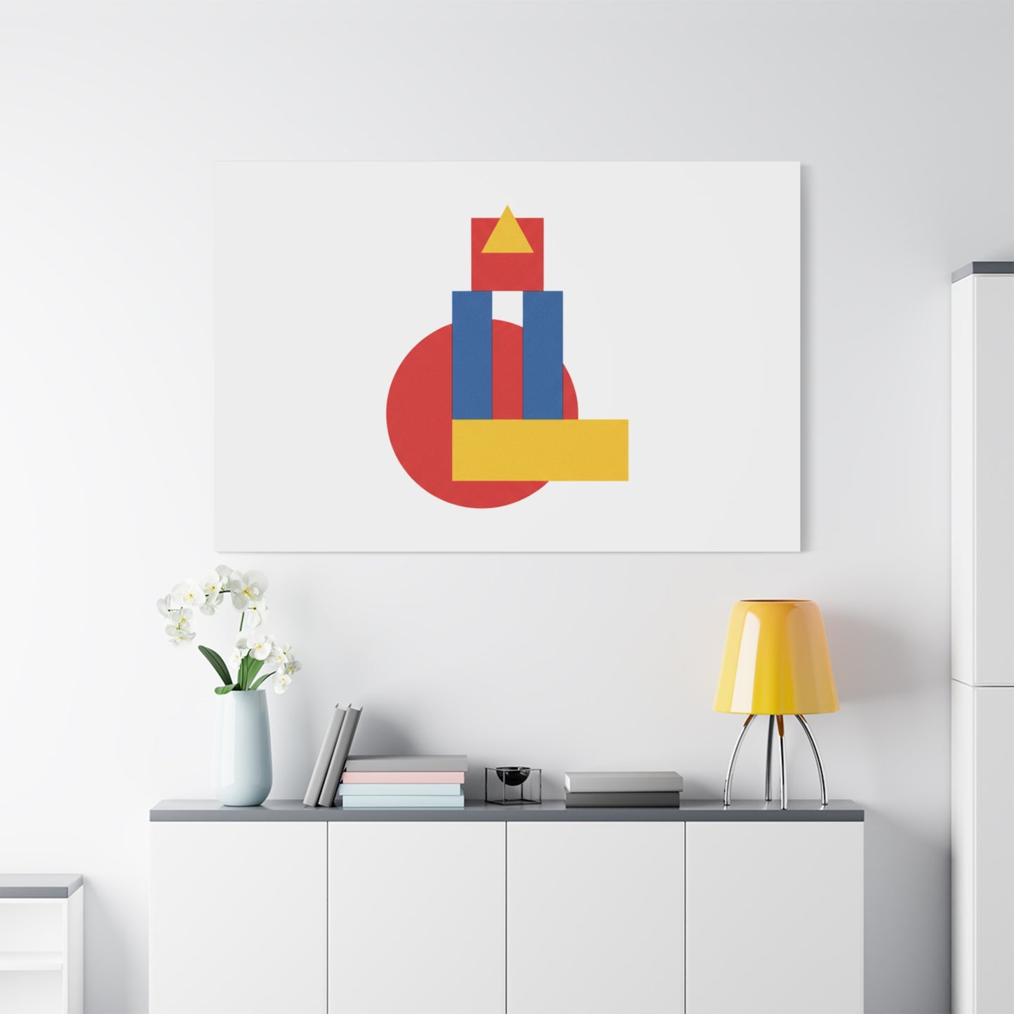 Abstract Geometric Shape Canvas Print — Minimalist Primary Color Wall Art