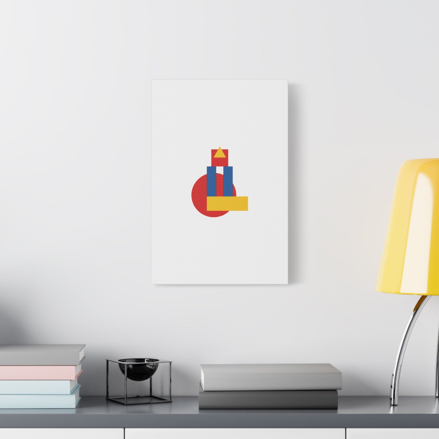 Abstract Geometric Shape Canvas Print — Minimalist Primary Color Wall Art