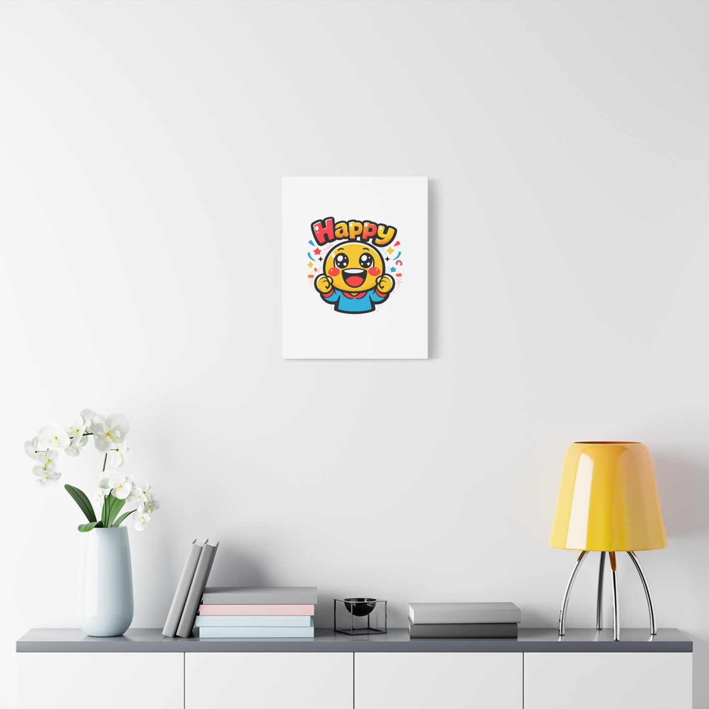 Happy Emoji Cartoon Canvas | Bold Cartoon, Thick Outline, Kawaii Minimal