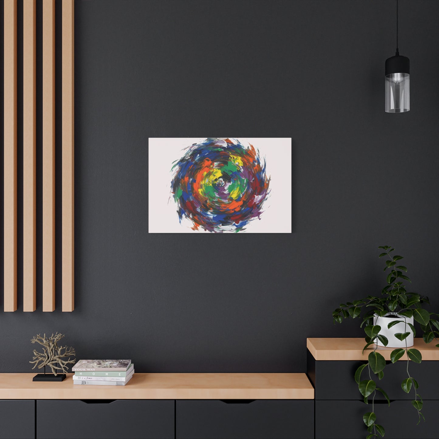 Abstract Color Swirl Canvas - Vibrant Circular Brushstroke Wall Art (Matte Stretched)