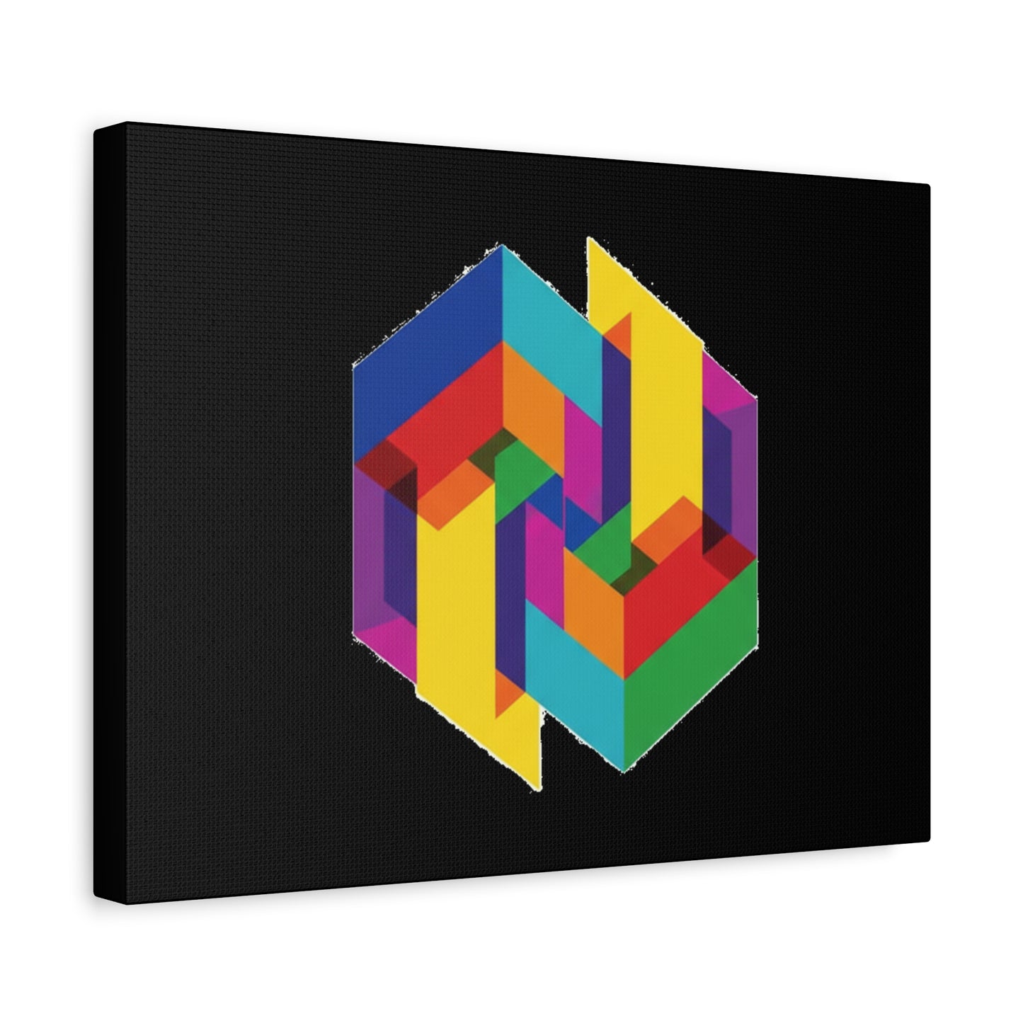 Colorful Geometric Cube Canvas Print — Modern Abstract Wall Art