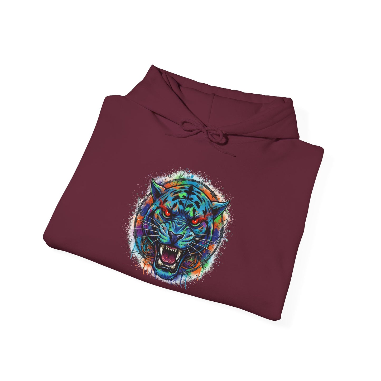Wolf Head Hoodie — Vibrant Tribal Neon Wolf Sweatshirt