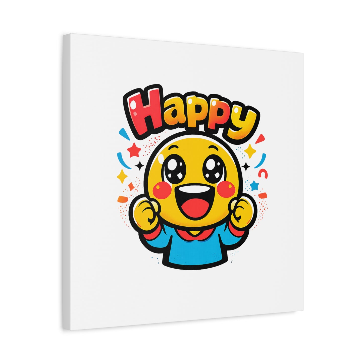 Happy Emoji Cartoon Canvas | Bold Cartoon, Thick Outline, Kawaii Minimal