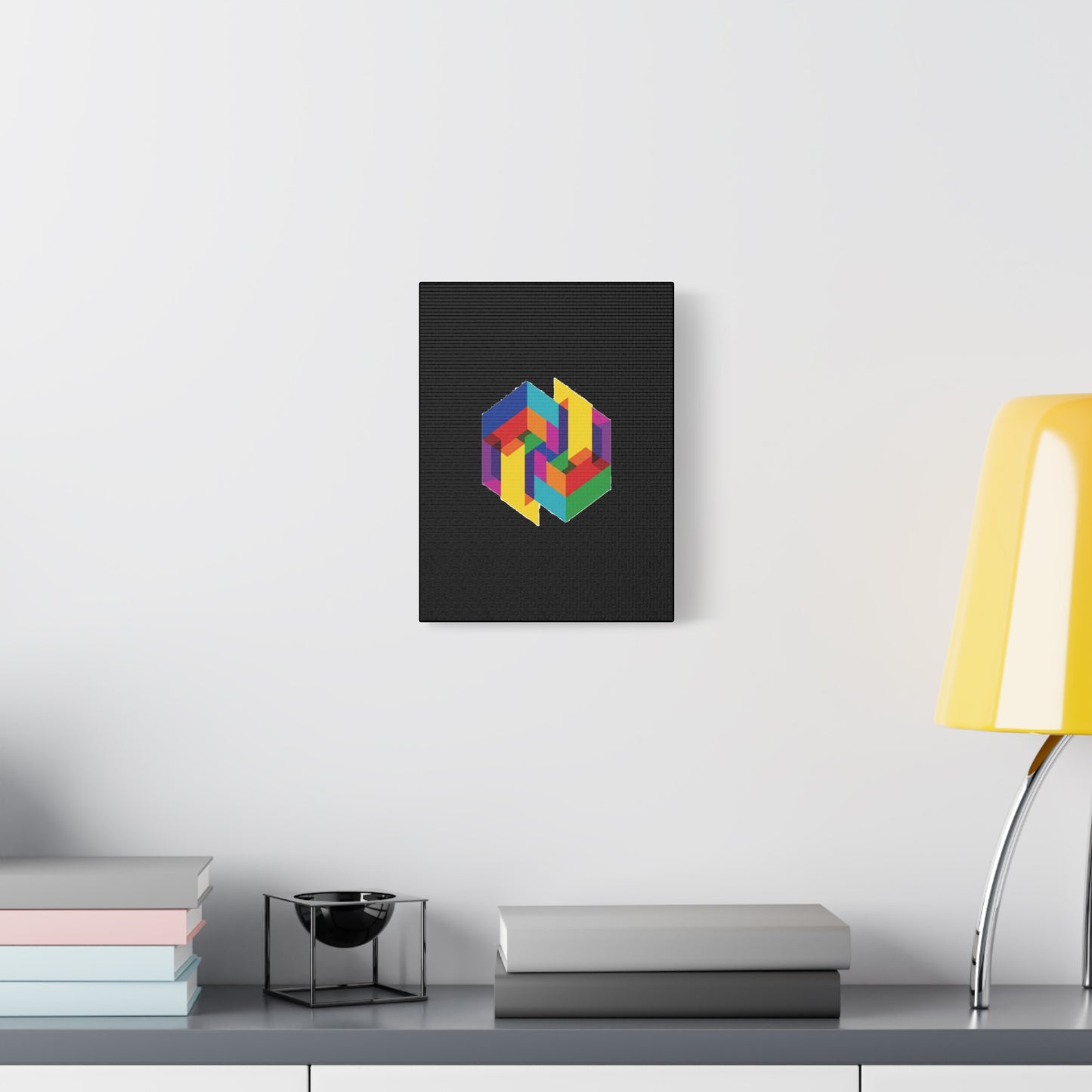 Colorful Geometric Cube Canvas Print — Modern Abstract Wall Art