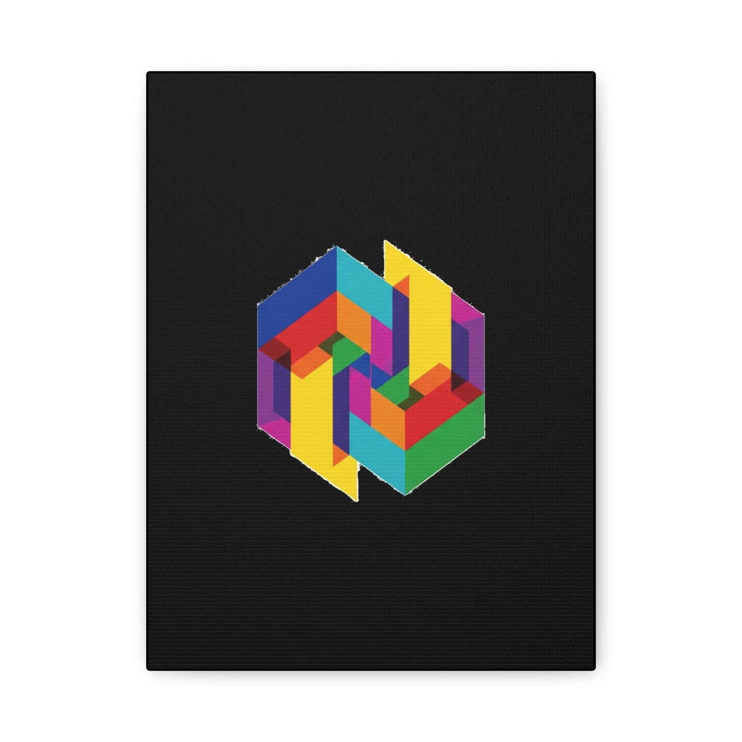 Colorful Geometric Cube Canvas Print — Modern Abstract Wall Art