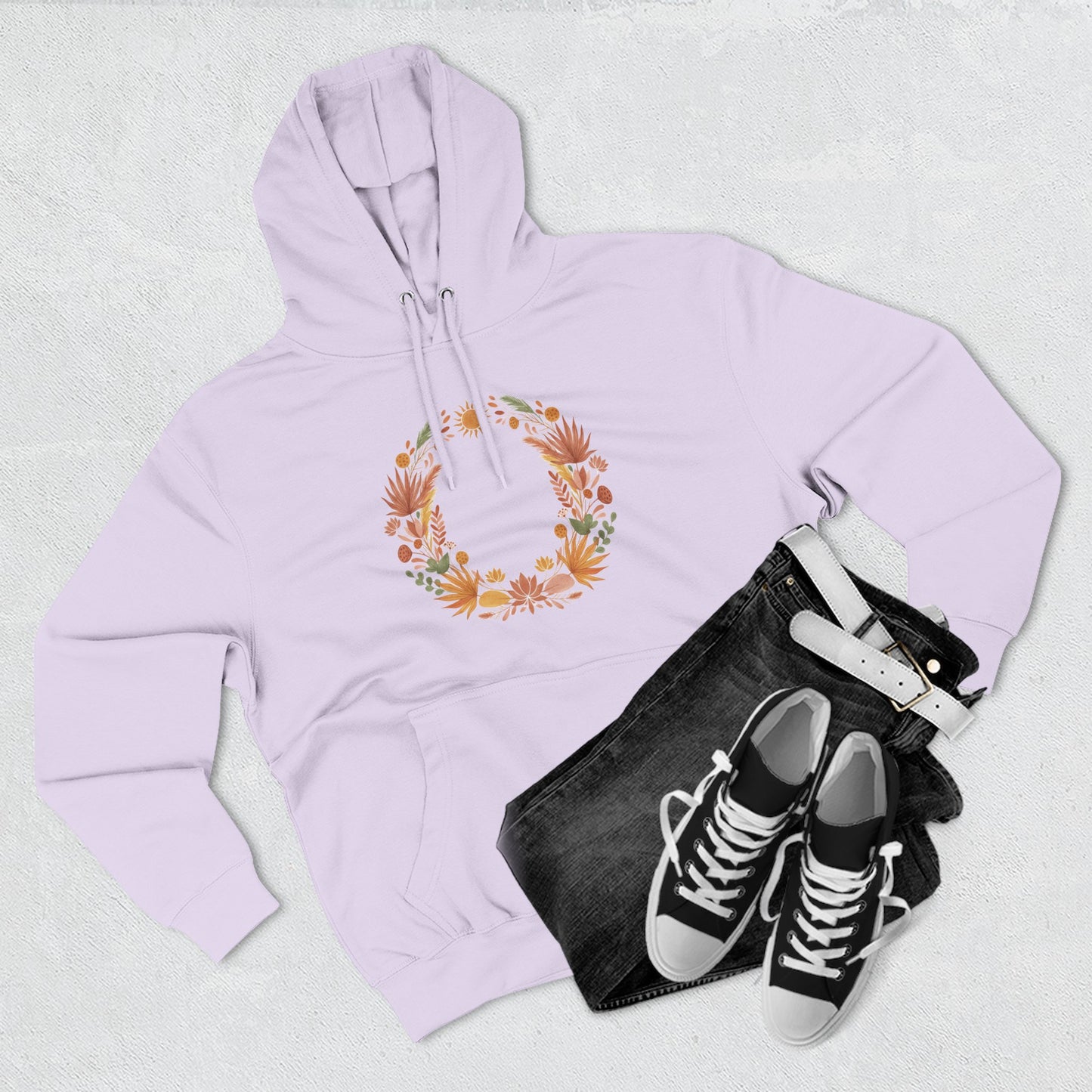 Floral Wreath Hoodie — Autumn Botanical Pullover