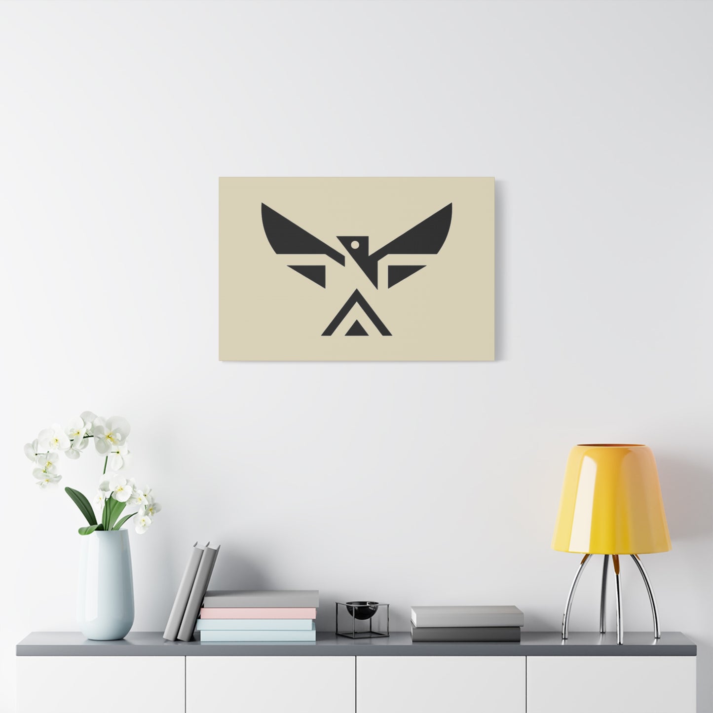 Minimalist Geometric Eagle Canvas Print — Modern Native-Inspired Wall Art