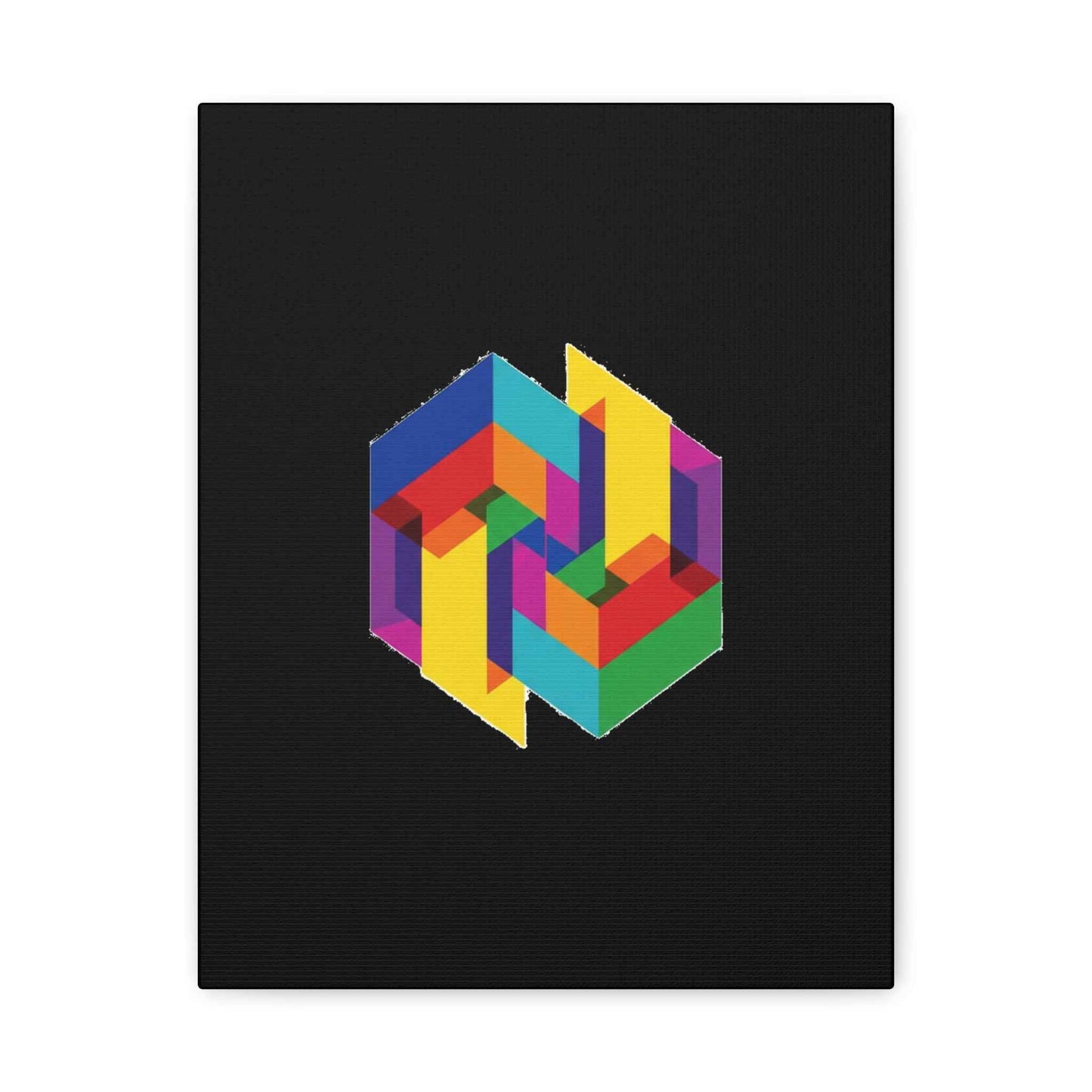 Colorful Geometric Cube Canvas Print — Modern Abstract Wall Art