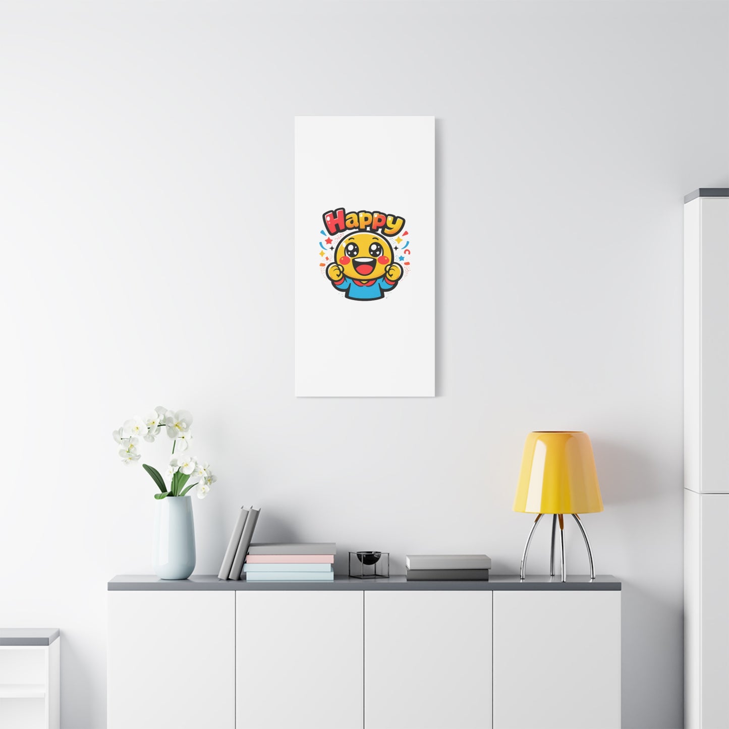 Happy Emoji Cartoon Canvas | Bold Cartoon, Thick Outline, Kawaii Minimal