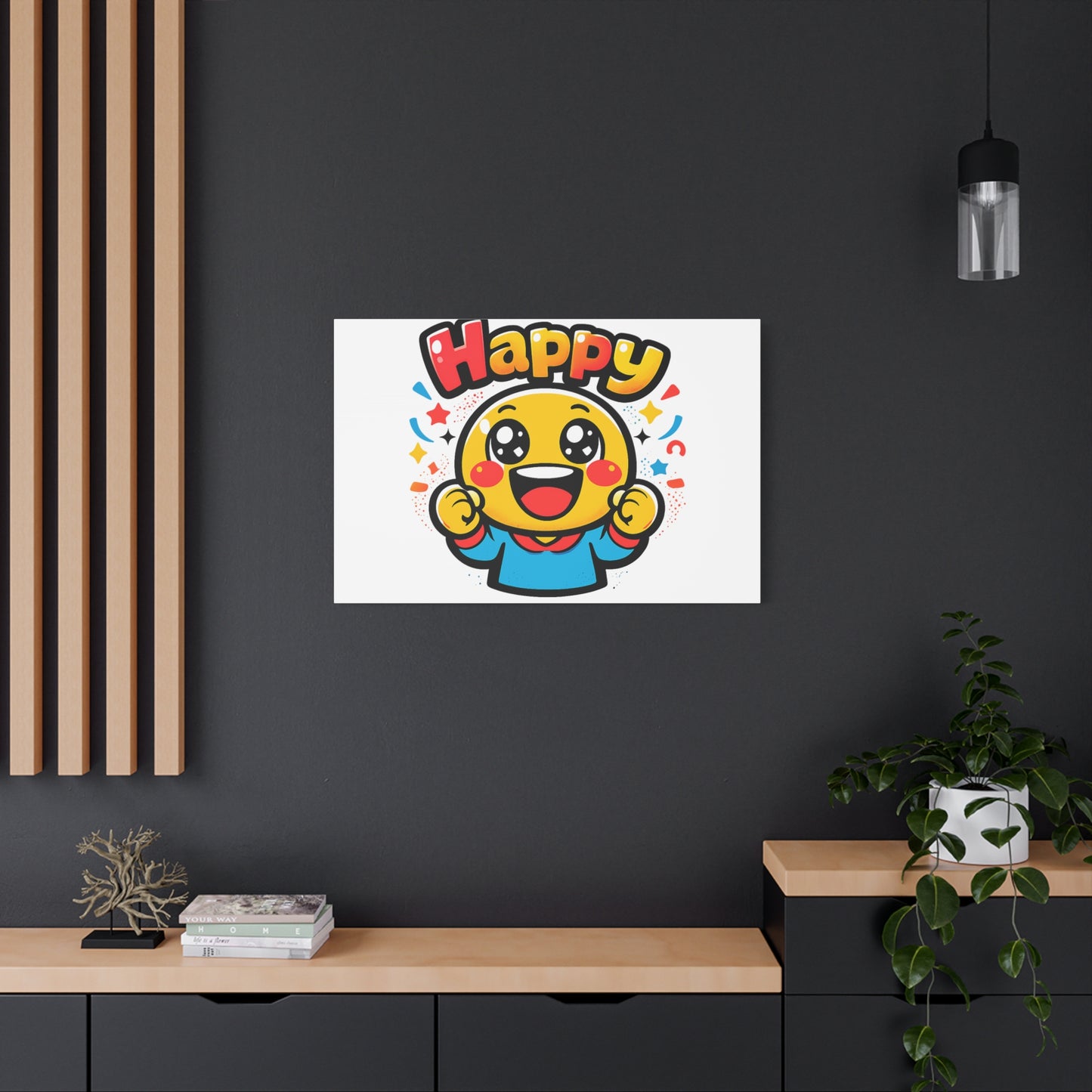 Happy Emoji Cartoon Canvas | Bold Cartoon, Thick Outline, Kawaii Minimal