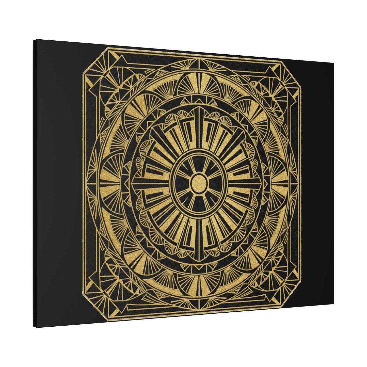 Gold Mandala Canvas Wall Art — Geometric Boho Matte Stretched Canvas