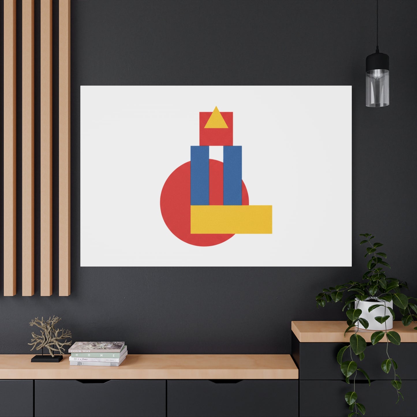 Abstract Geometric Shape Canvas Print — Minimalist Primary Color Wall Art