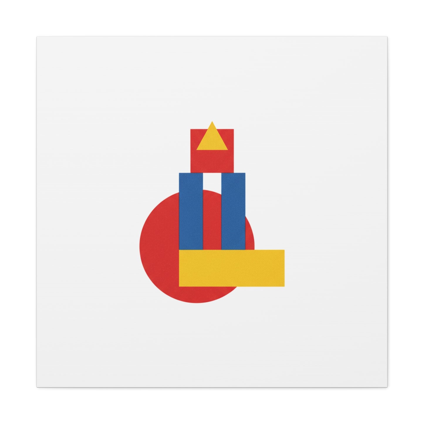 Abstract Geometric Shape Canvas Print — Minimalist Primary Color Wall Art