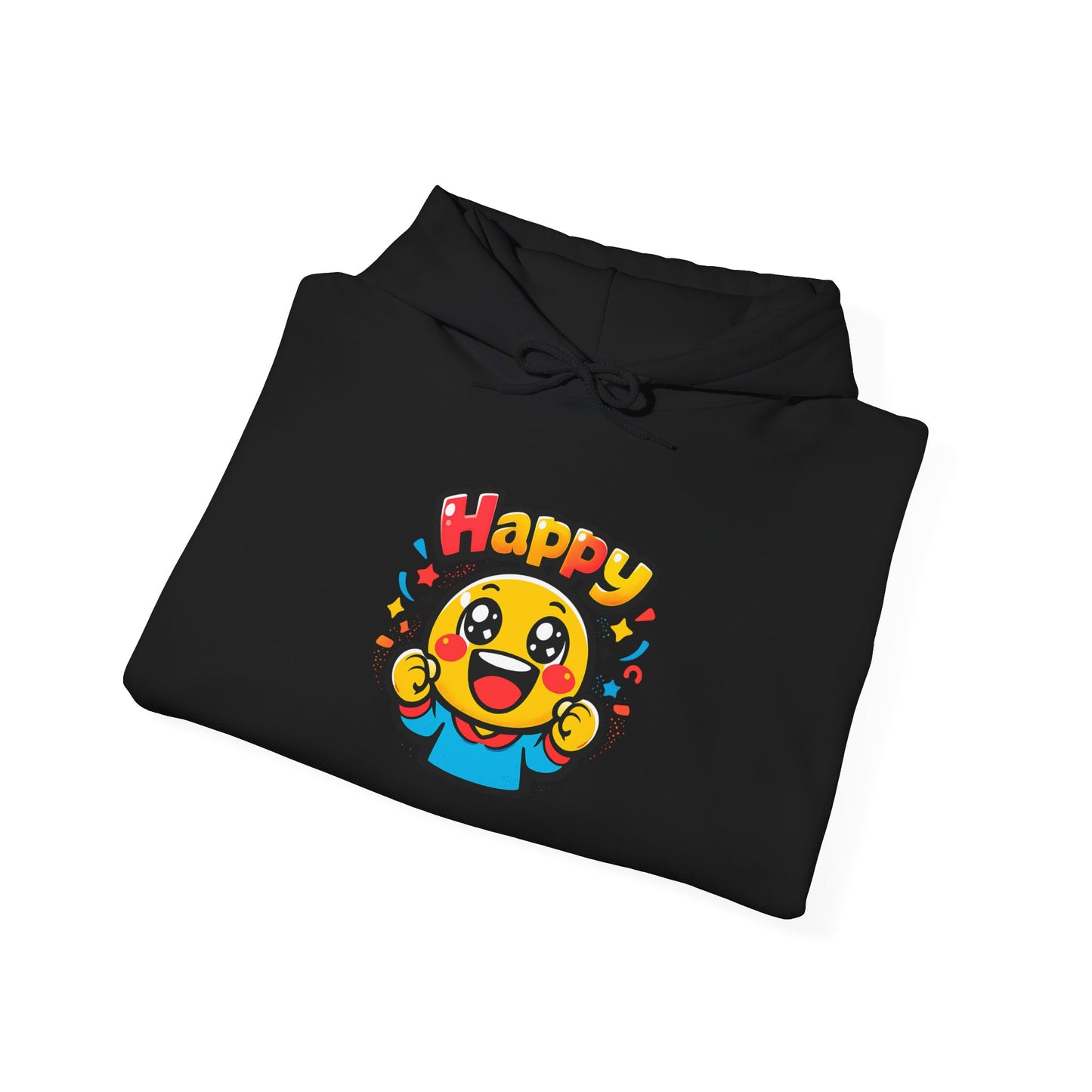 Happy Mood Face Hoodie | bold cartoon, thick outline kawaii emoji