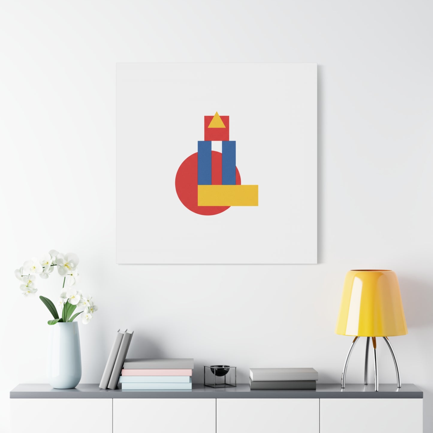 Abstract Geometric Shape Canvas Print — Minimalist Primary Color Wall Art