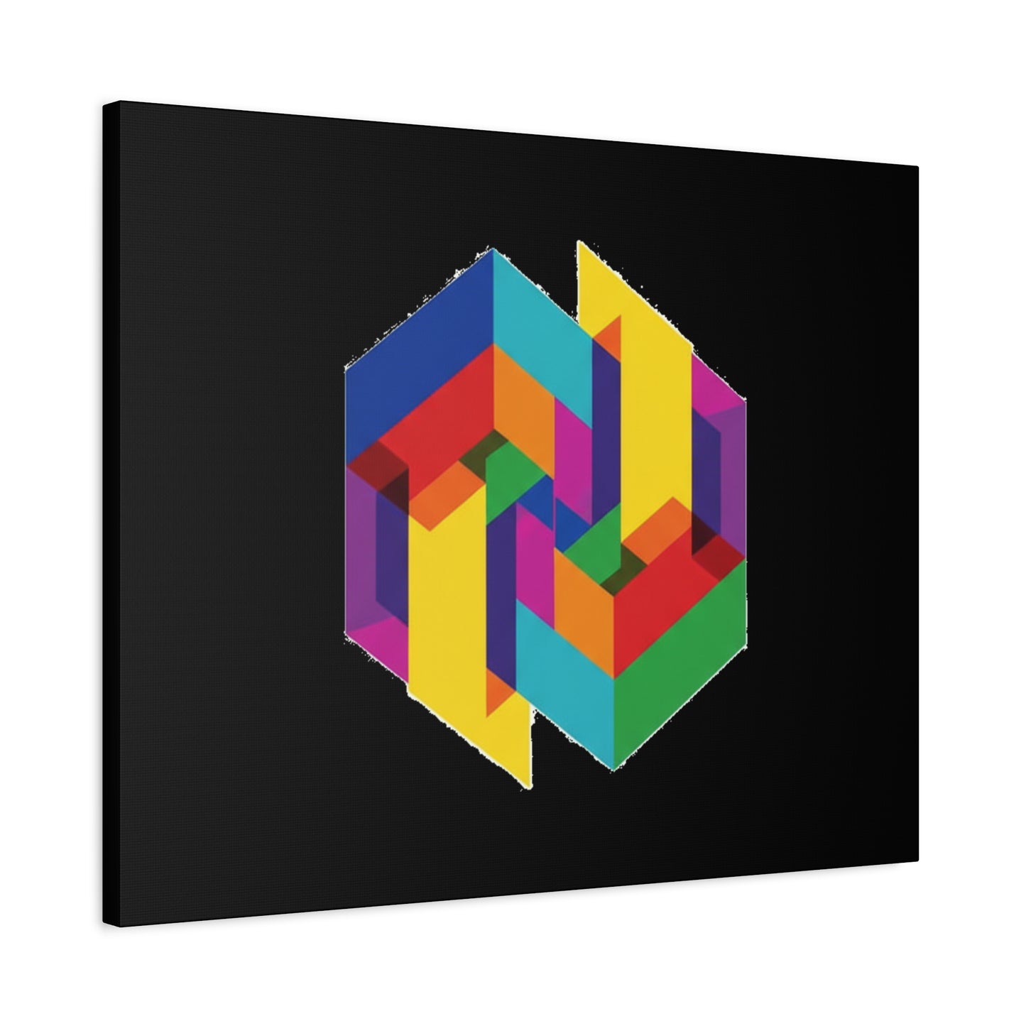 Colorful Geometric Cube Canvas Print — Modern Abstract Wall Art