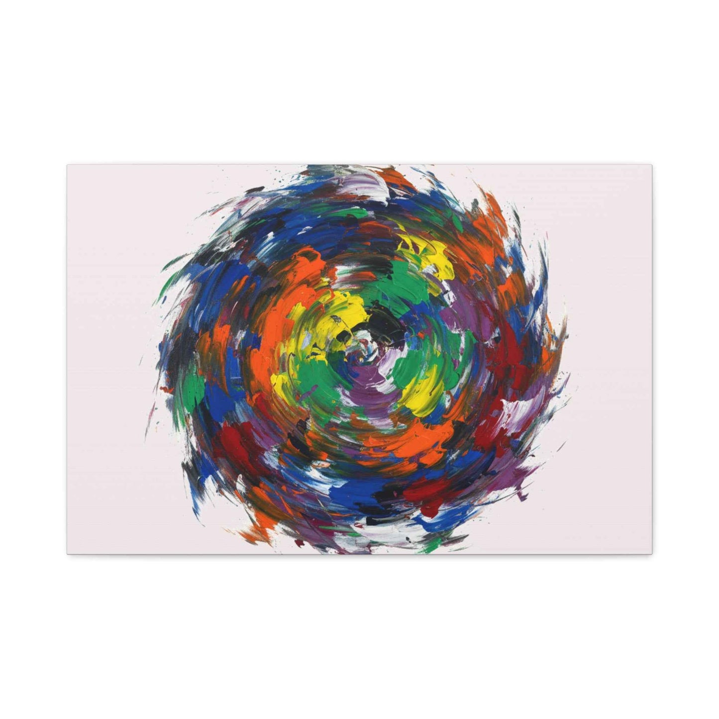 Abstract Color Swirl Canvas - Vibrant Circular Brushstroke Wall Art (Matte Stretched)