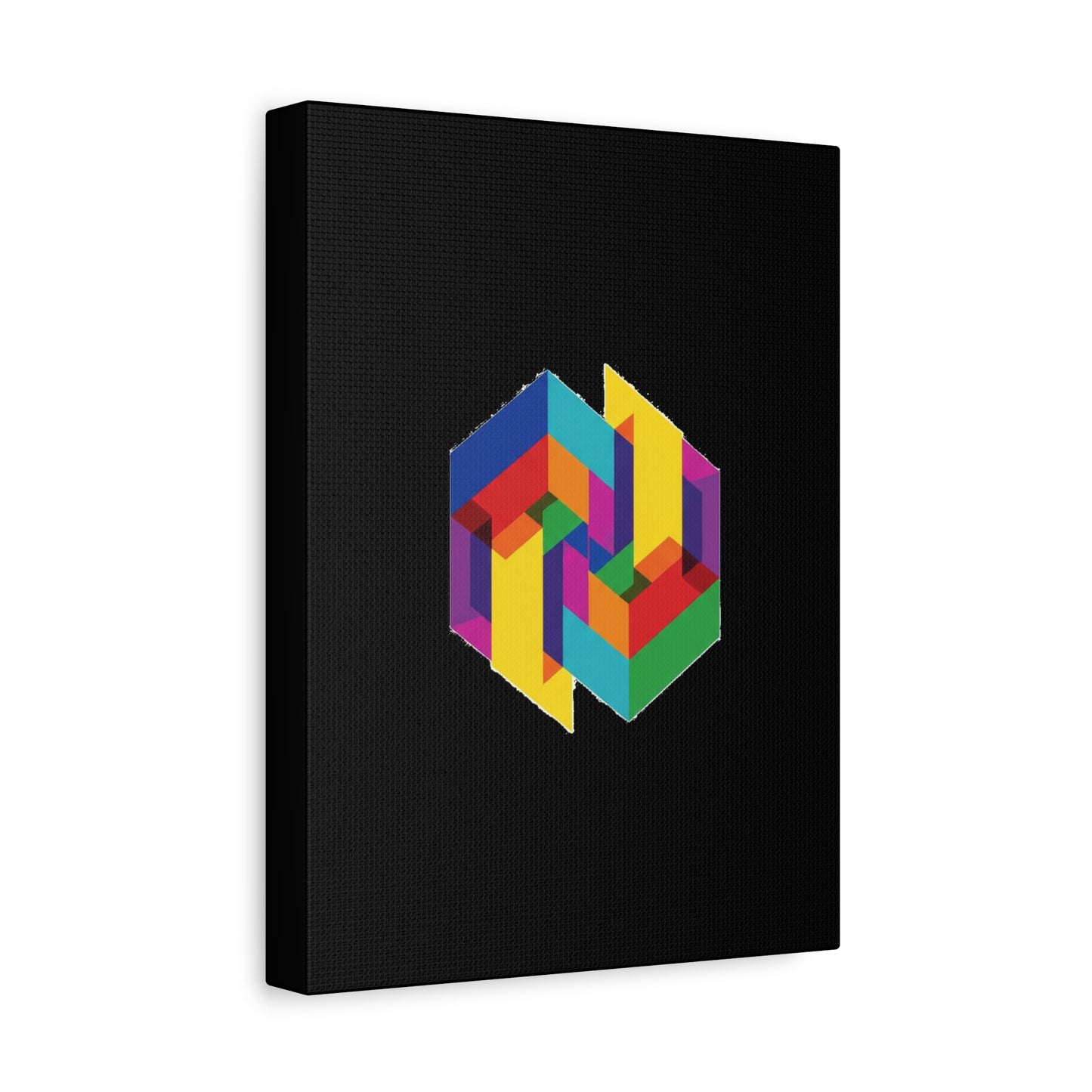 Colorful Geometric Cube Canvas Print — Modern Abstract Wall Art