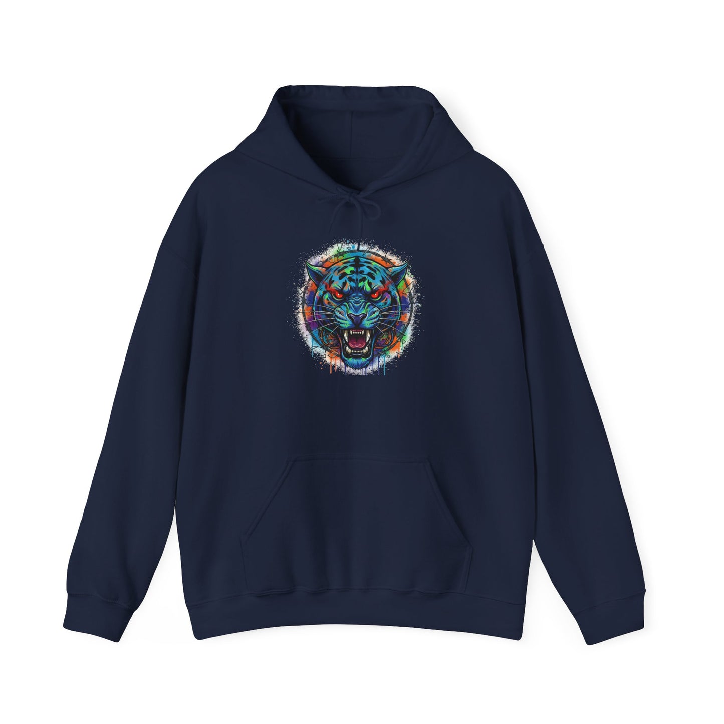 Wolf Head Hoodie — Vibrant Tribal Neon Wolf Sweatshirt