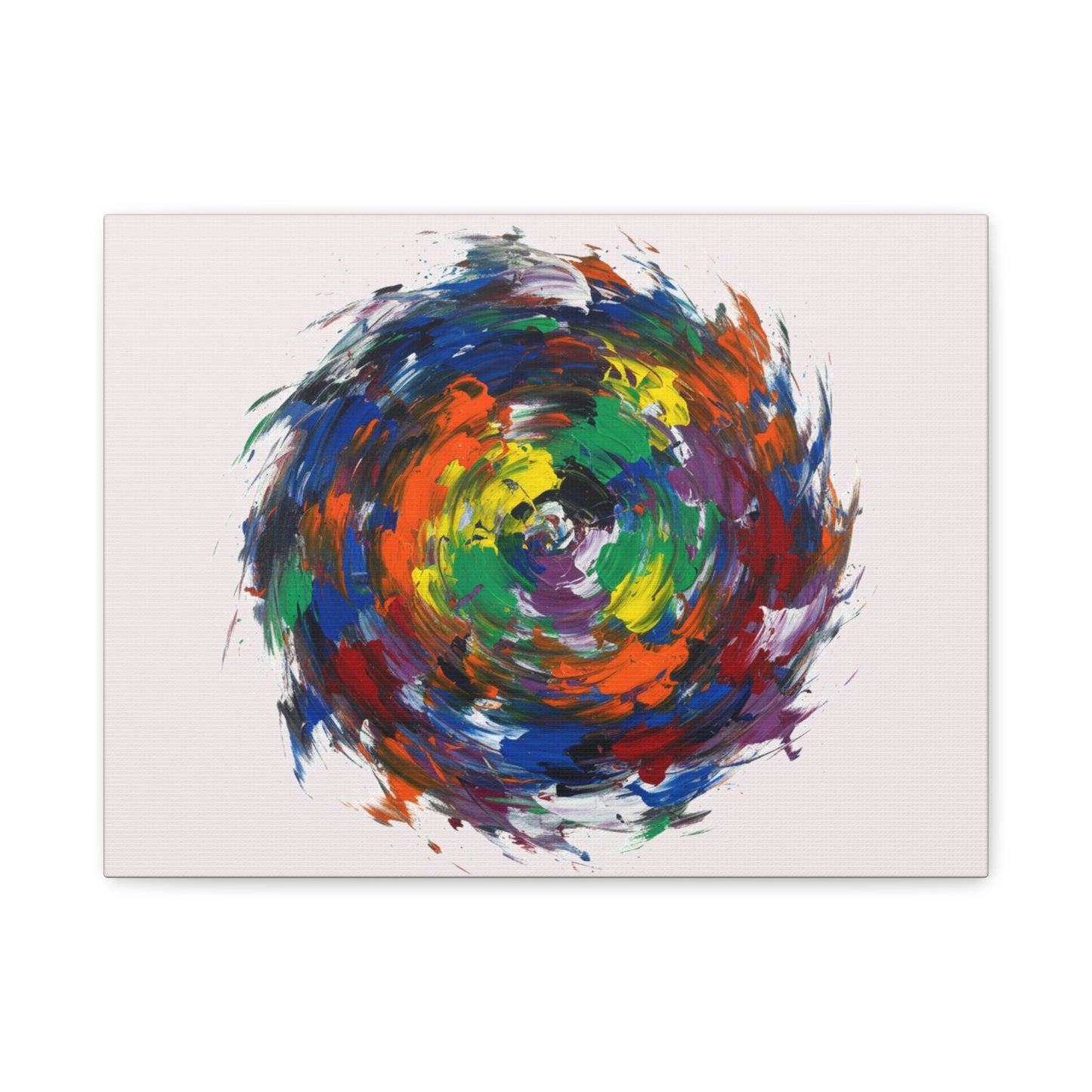 Abstract Color Swirl Canvas - Vibrant Circular Brushstroke Wall Art (Matte Stretched)