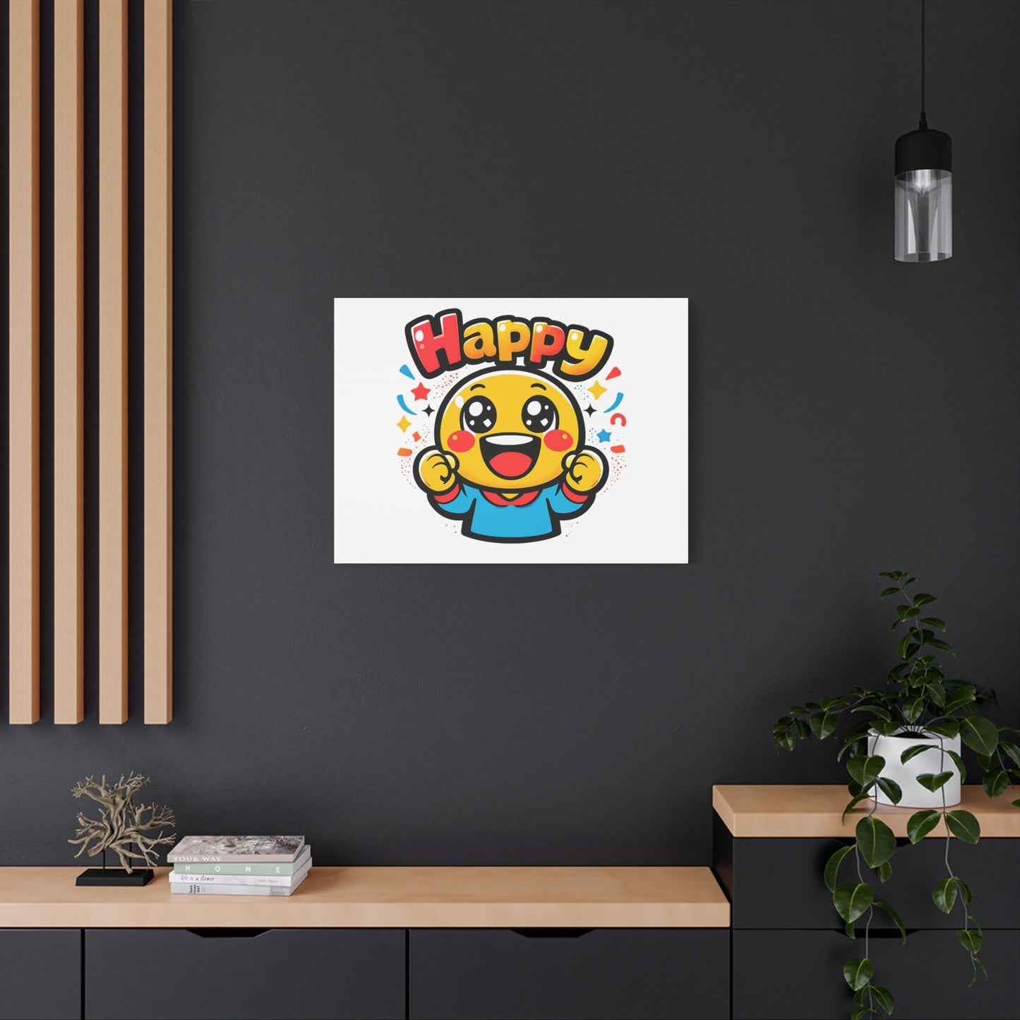 Happy Emoji Cartoon Canvas | Bold Cartoon, Thick Outline, Kawaii Minimal