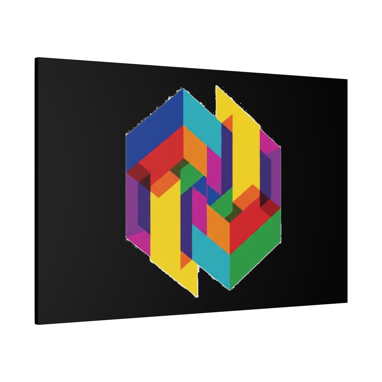 Colorful Geometric Cube Canvas Print — Modern Abstract Wall Art