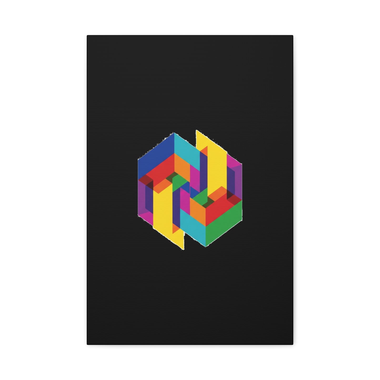 Colorful Geometric Cube Canvas Print — Modern Abstract Wall Art