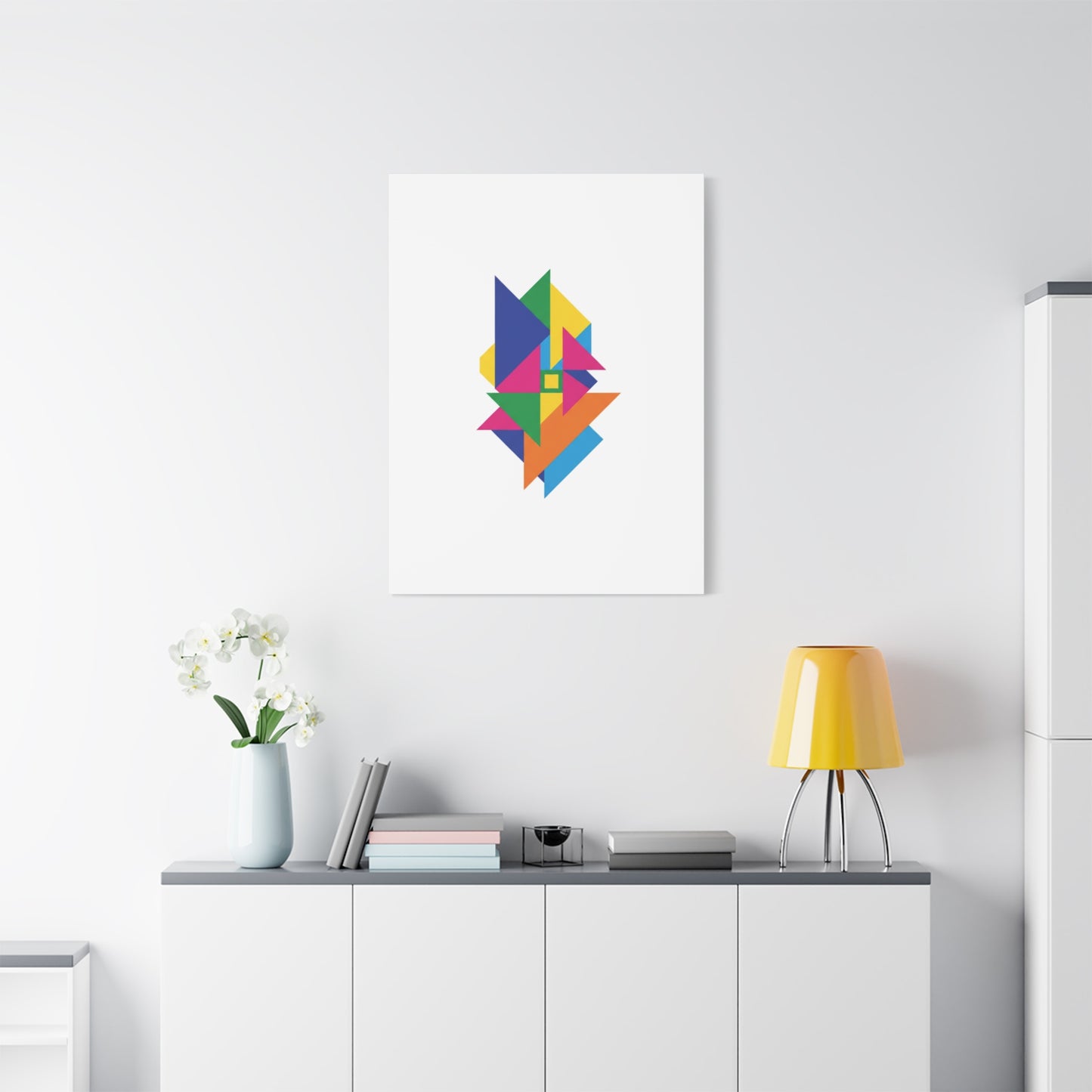 Abstract Geometric Art Canvas — Colorful Modern Stretched Wall Art