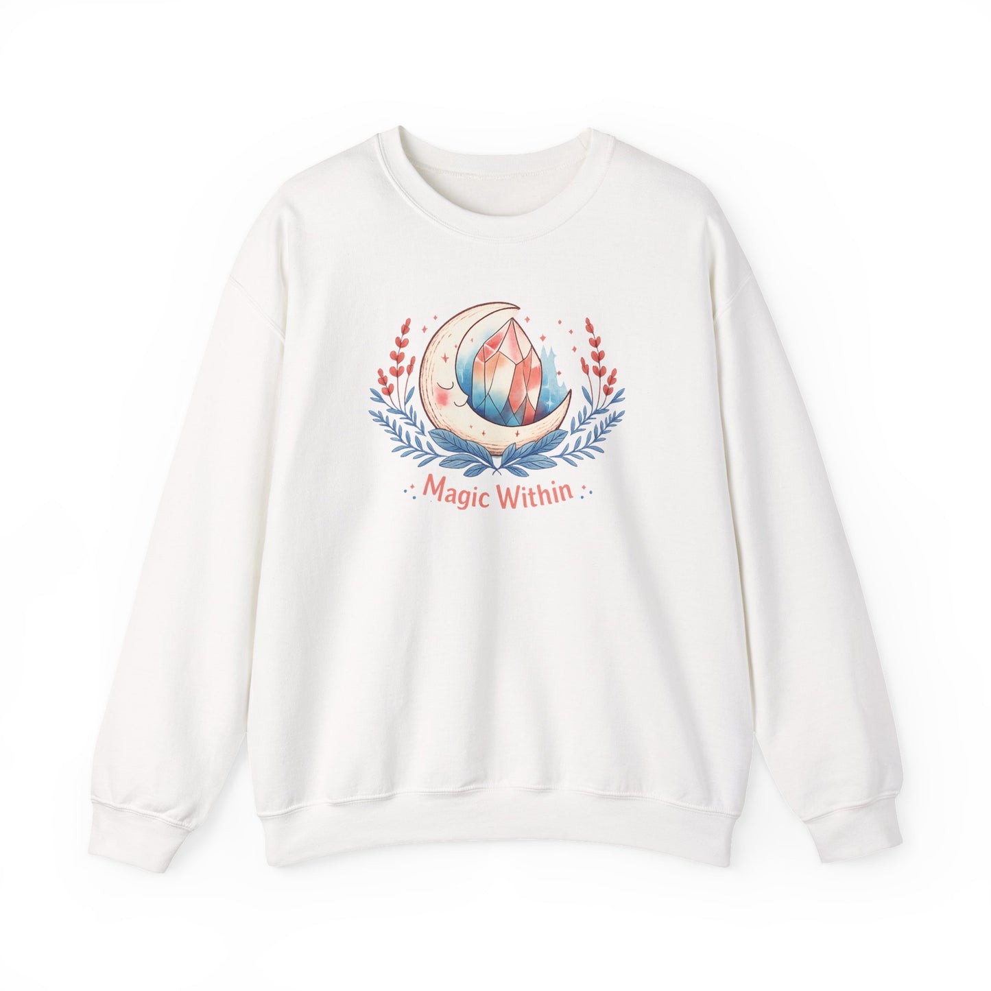 Magic Within crystal wreath Sweatshirt | witchcore, moon phase, crystals